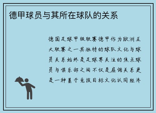 德甲球员与其所在球队的关系